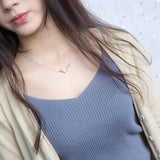 MloveAcc 925 Silver Peach Blossom Necklace Pink Zircon Pendant