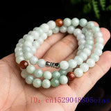 Burmese Jade Beaded Necklace Natural Emerald Amulet Charm Jadeite Stone Pendants