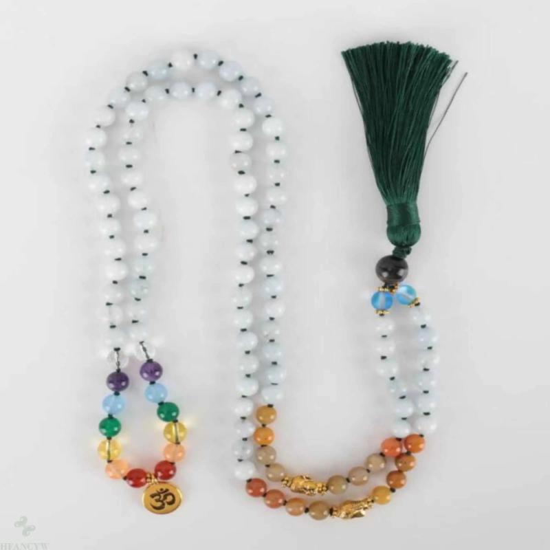 7 Chakra Moonstone Bead Necklace Emotional Relief Healing