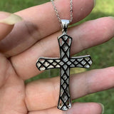 Vecalon 925 Silver Pave 5A CZ Party Cross Pendant Women Bridal Necklace