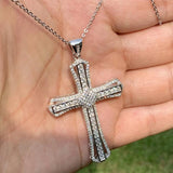 Vecalon 925 Silver Pave 5A CZ Party Cross Pendant Women Bridal Necklace