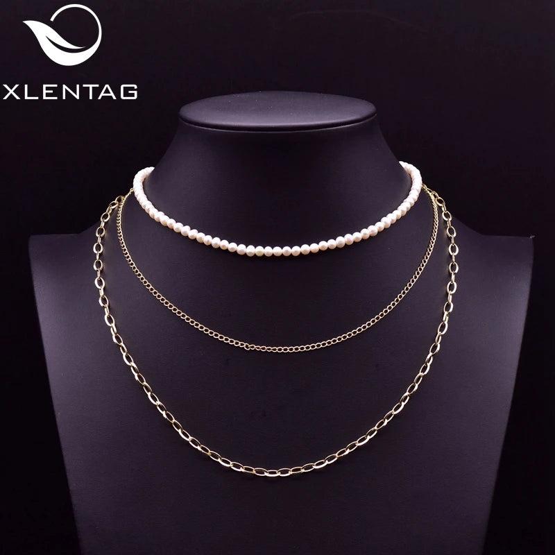 3-Layered Freshwater Pearls Beaded Necklace for Women