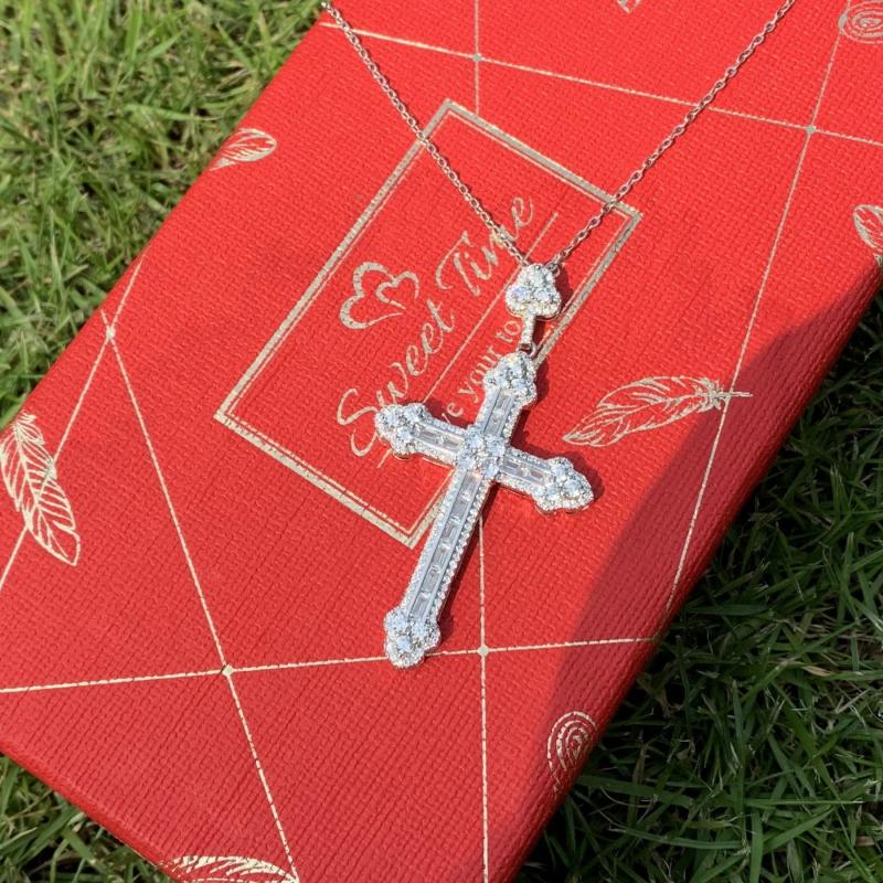 925 Silver CZ Cross Pendant Necklace
