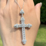 925 Silver CZ Cross Pendant Necklace
