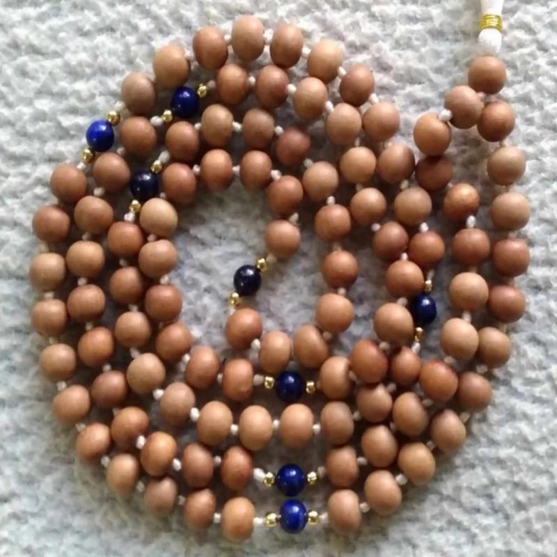 8mm Sandalwood Lapis Lazuli Beads Necklace Chakra Relief