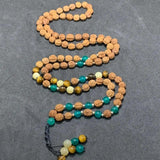 8mm Rudraksha Tiger Eye Yellow Calcite Necklace