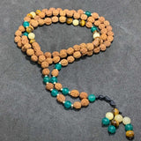 8mm Rudraksha Tiger Eye Yellow Calcite Necklace