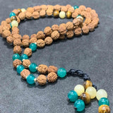 8mm Rudraksha Tiger Eye Yellow Calcite Necklace
