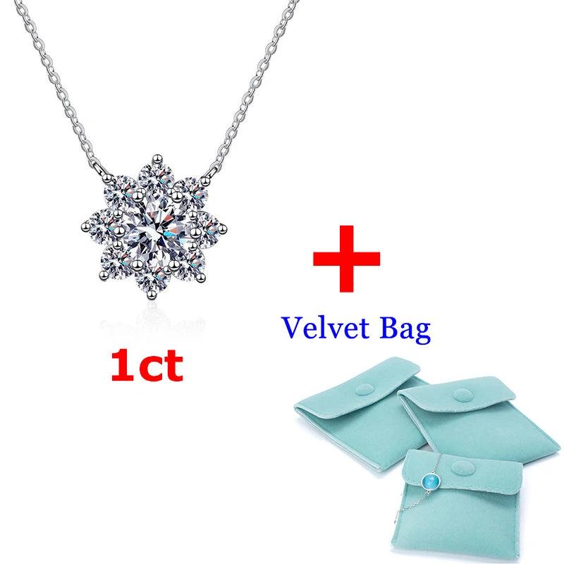 1ct Moissanite Pendant S925 Sterling Silver Plated