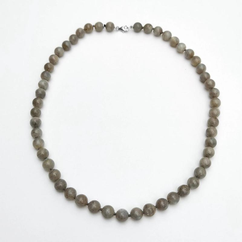 Labradorite Beads Choker Necklace 925 Silver Clasp Jewelry
