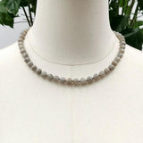 Labradorite Beads Choker Necklace 925 Silver Clasp Jewelry