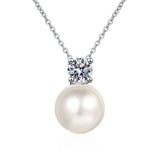 8mm Pearl 0.3CT Moissanite Necklace 925 Silver