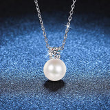 8mm Pearl 0.3CT Moissanite Necklace 925 Silver