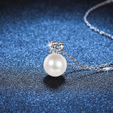 8mm Pearl 0.3CT Moissanite Necklace 925 Silver
