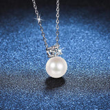8mm Pearl 0.3CT Moissanite Necklace 925 Silver