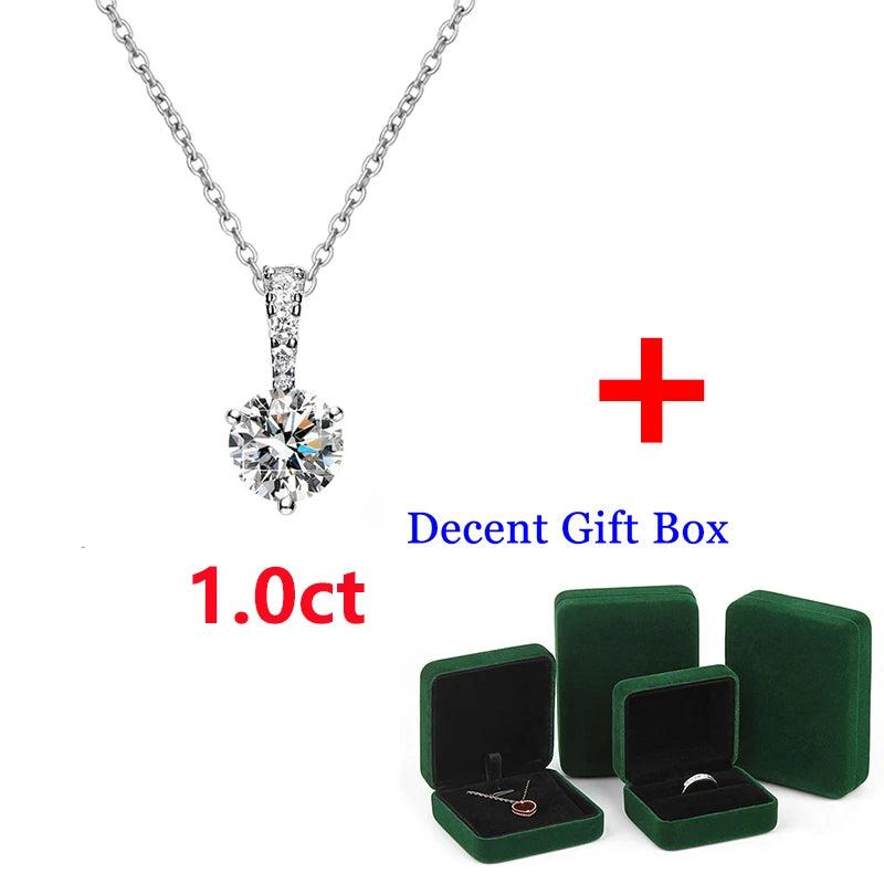 6.5mm Moissanite Pendant S925 Sterling Silver Necklace Women Jewelry