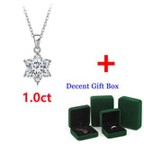 Silver Snowflake Necklace 1ct D VVS1 Moissanite Lab Diamond 14k Pendant