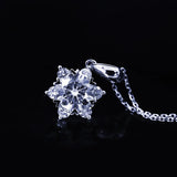 Silver Snowflake Necklace 1ct D VVS1 Moissanite Lab Diamond 14k Pendant