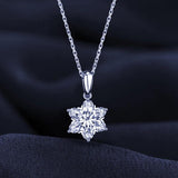 Silver Snowflake Necklace 1ct D VVS1 Moissanite Lab Diamond 14k Pendant