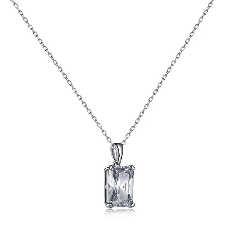 925 Silver 5ct Rectangle Pendant Moissanite Fine Necklace