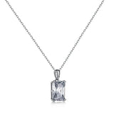 925 Silver 5ct Rectangle Pendant Moissanite Fine Necklace