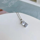 925 Silver 5ct Rectangle Pendant Moissanite Fine Necklace