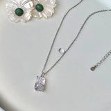 925 Silver 5ct Rectangle Pendant Moissanite Fine Necklace