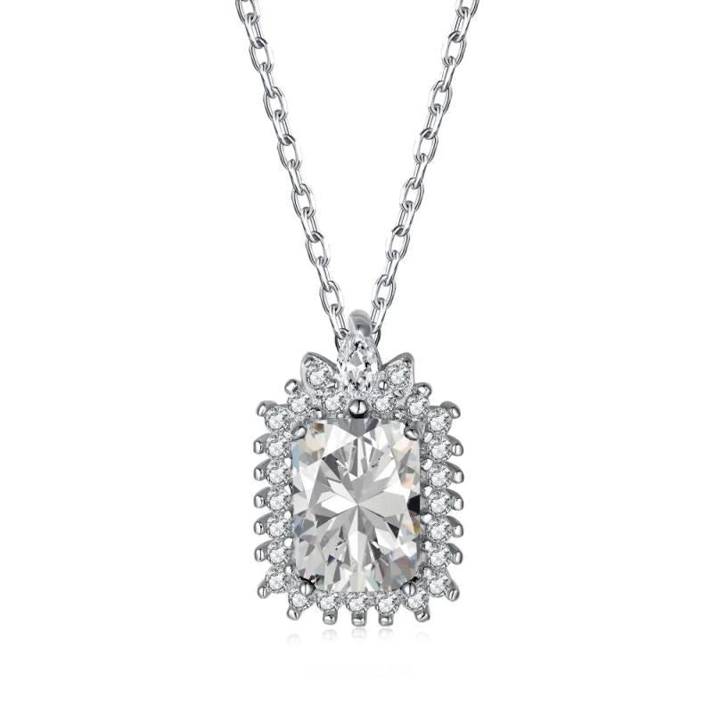 925 Silver 0.75ct Clear Green Ruby Zircon Pendant Necklace