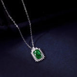 925 Silver 0.75ct Clear Green Ruby Zircon Pendant Necklace
