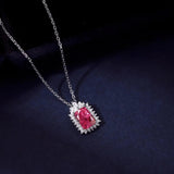 925 Silver 0.75ct Clear Green Ruby Zircon Pendant Necklace