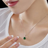 925 Sterling Silver 1ct Clear Green Ruby Zircon Pendant Necklace
