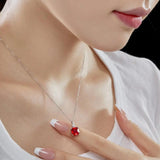 925 Sterling Silver 1ct Clear Green Ruby Zircon Pendant Necklace