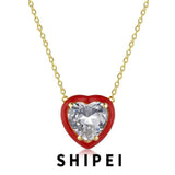Heart Cut Sapphire Citrine Pendant Necklace