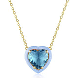 Heart Cut Sapphire Citrine Pendant Necklace