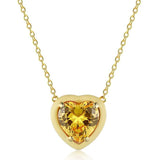 Heart Cut Sapphire Citrine Pendant Necklace