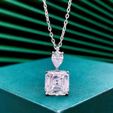 925 Silver Asher Cut Gem Engagement Pendant Necklace