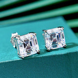 925 Silver Asher Cut Gem Engagement Pendant Necklace