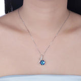 S925 Silver Square Crystal Pendant Necklace for Women Party