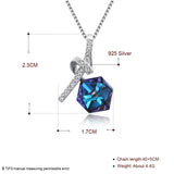 S925 Silver Square Crystal Pendant Necklace for Women Party