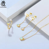 Opal Pendant Necklace 925 Silver Vintage Jewelry