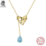 Sterling Silver Necklace with Aquamarine Gemstone Heart