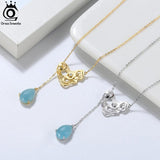Sterling Silver Necklace with Aquamarine Gemstone Heart