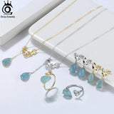 Sterling Silver Necklace with Aquamarine Gemstone Heart
