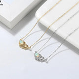 Opal Feather Necklace 925 Sterling Silver Gems Jewelry for Women and Girls