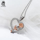 925 Sterling Silver Rose Heart Pendant Necklace Valentines Gift