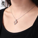 925 Sterling Silver Rose Heart Pendant Necklace Valentines Gift