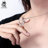 925 Sterling Silver Rose Heart Pendant Necklace Valentines Gift