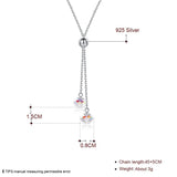 Austrian Crystal Bead Long Pendant Necklace with 925 Silver Chain