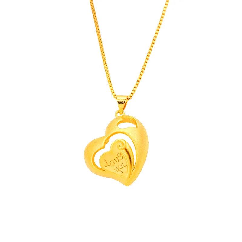 18k Pure Love Heat Pendant for Women Lover Filled Thick Necklace Pendants