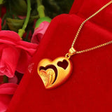 18k Pure Love Heat Pendant for Women Lover Filled Thick Necklace Pendants